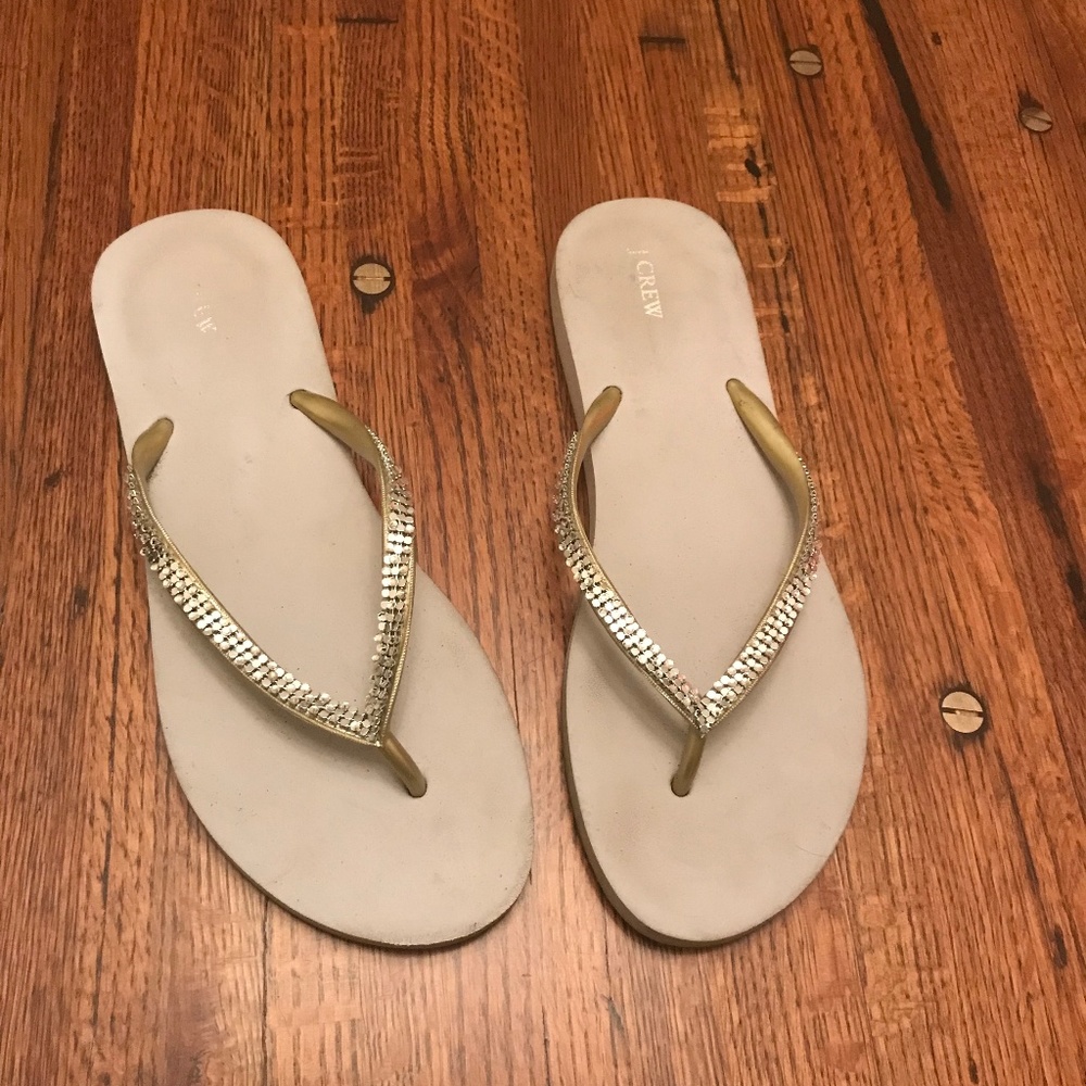 Gray Rhinestone J. Crew Sandals, Size 10